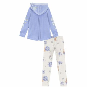 Girls Purple & Beige Floral Leggings Set