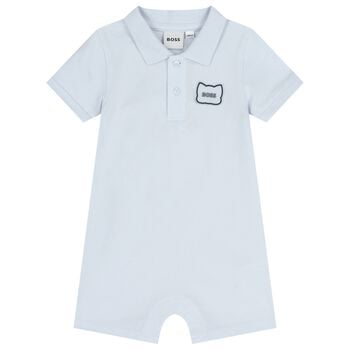 Baby Boys Blue Logo Romper