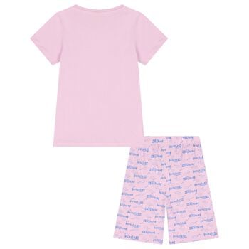 Girls Pink Disney Stitch Shorts Set