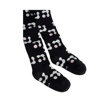 Girls Black Floral Tights