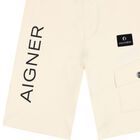 Boys Beige Logo Shorts, 2, hi-res