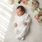 Baby Girls White Ruffled Babygrow, 1, hi-res