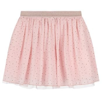 Girls Pink Polka Dot Skirt