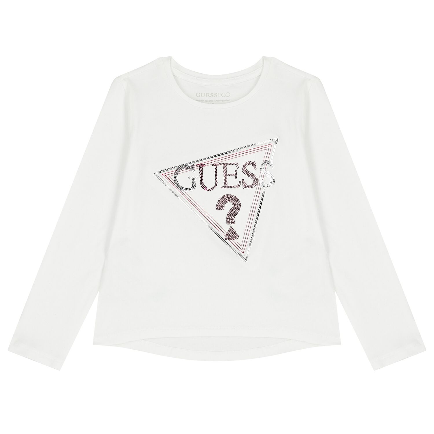 Girls White Logo Long Sleeve Top, 1, hi-res