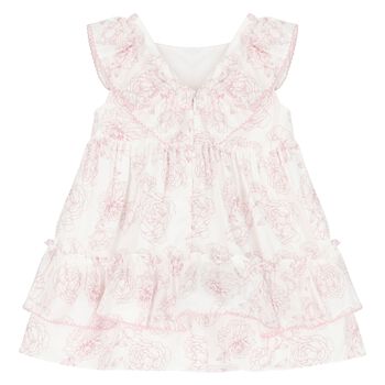 Girls White & Pink Floral Dress