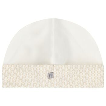 Ivory & Beige Logo Baby Hat
