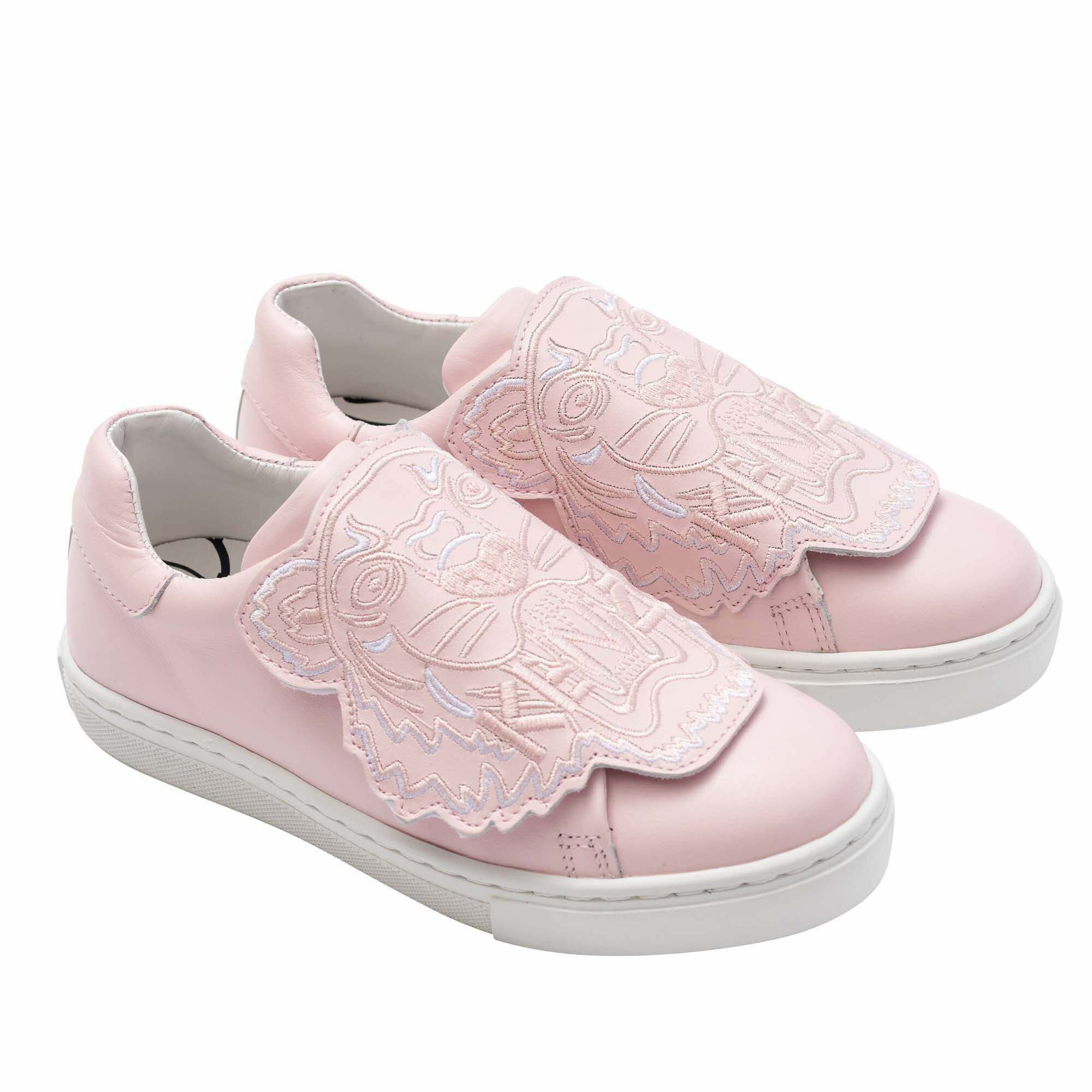 Ladies pink leather trainers on sale