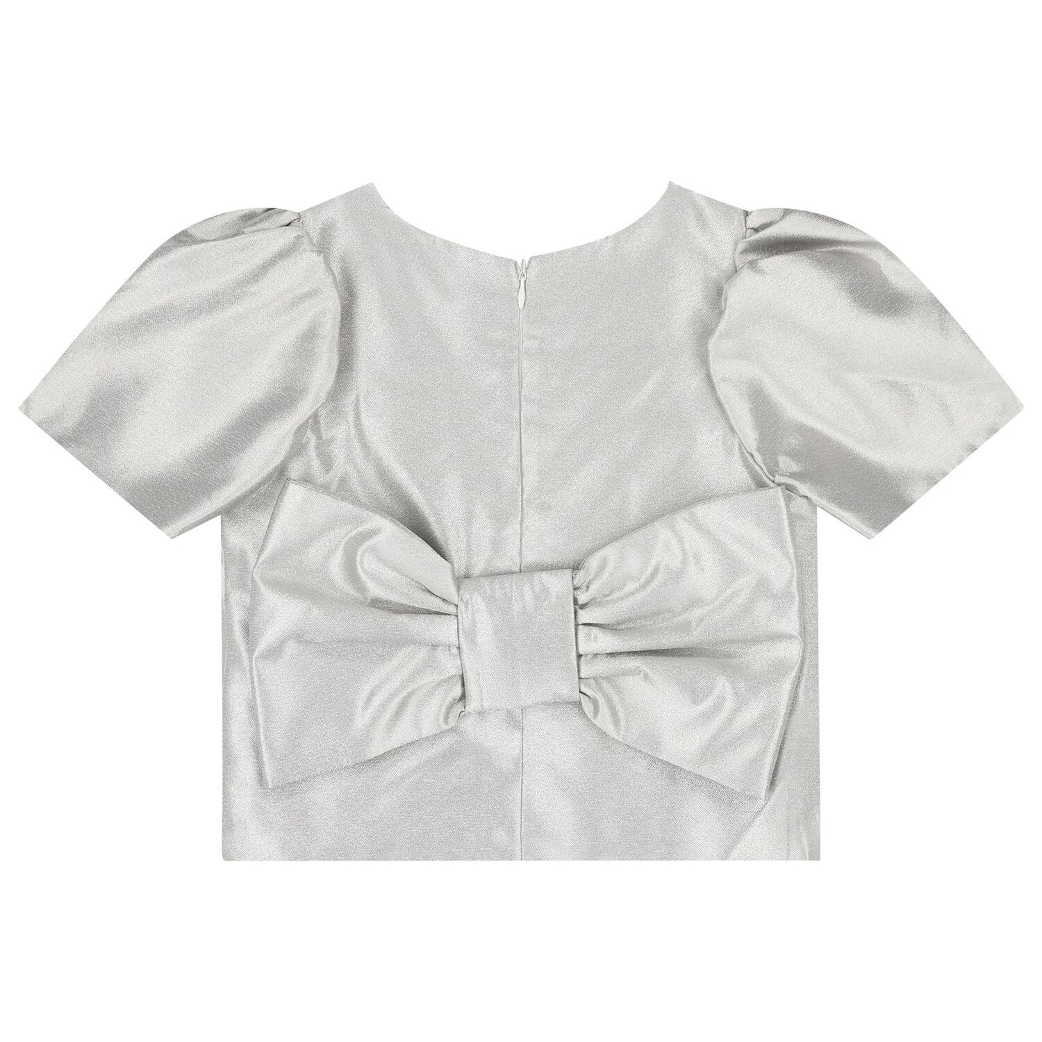 Girls Metallic Silver Bow Skirt Set, 1, hi-res