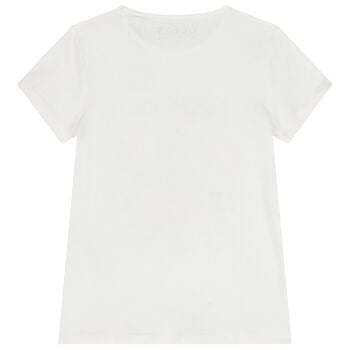 Girls White Teddy Bear Logo T-Shirt