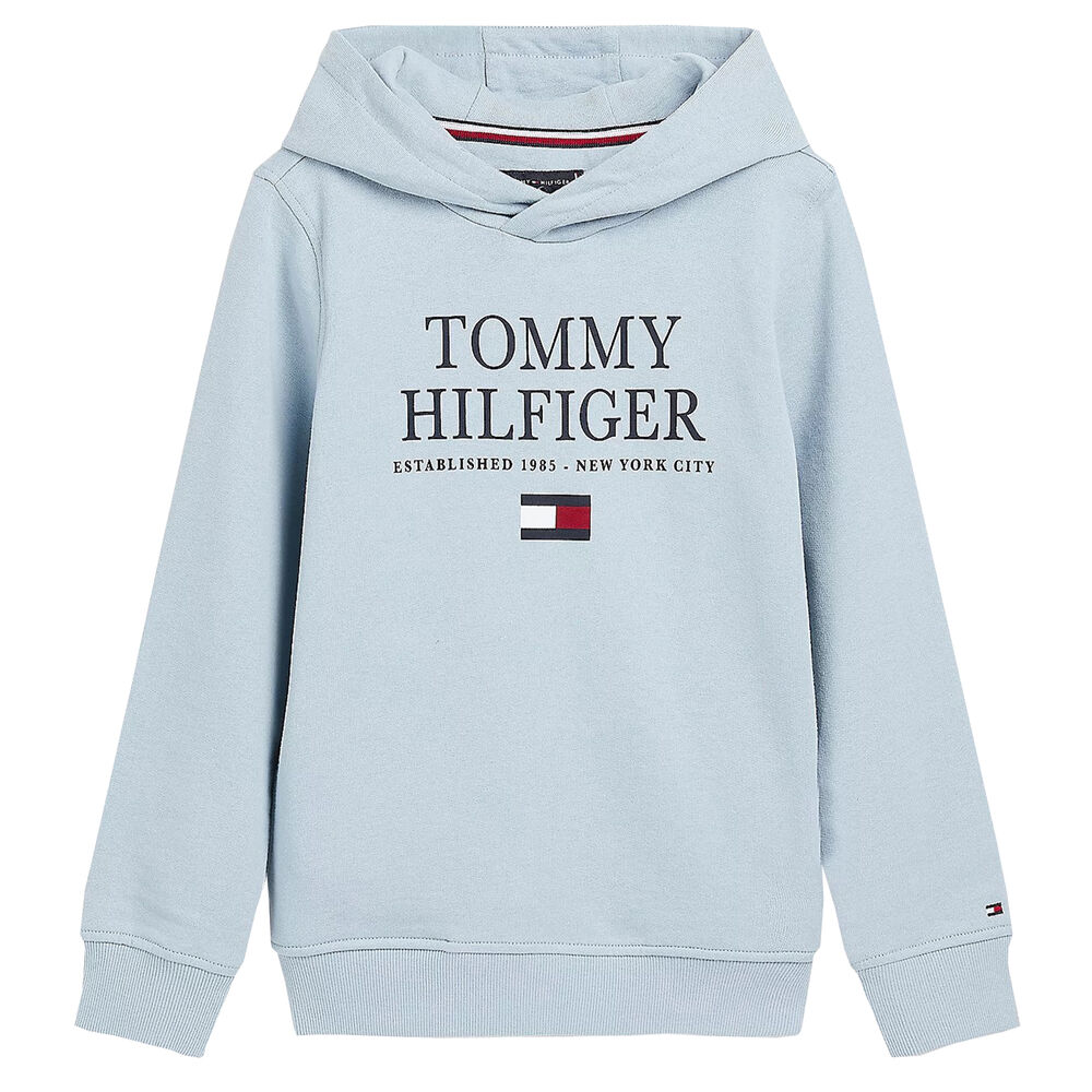 Tommy Hilfiger Boys Blue Logo Hooded Top | Junior Couture
