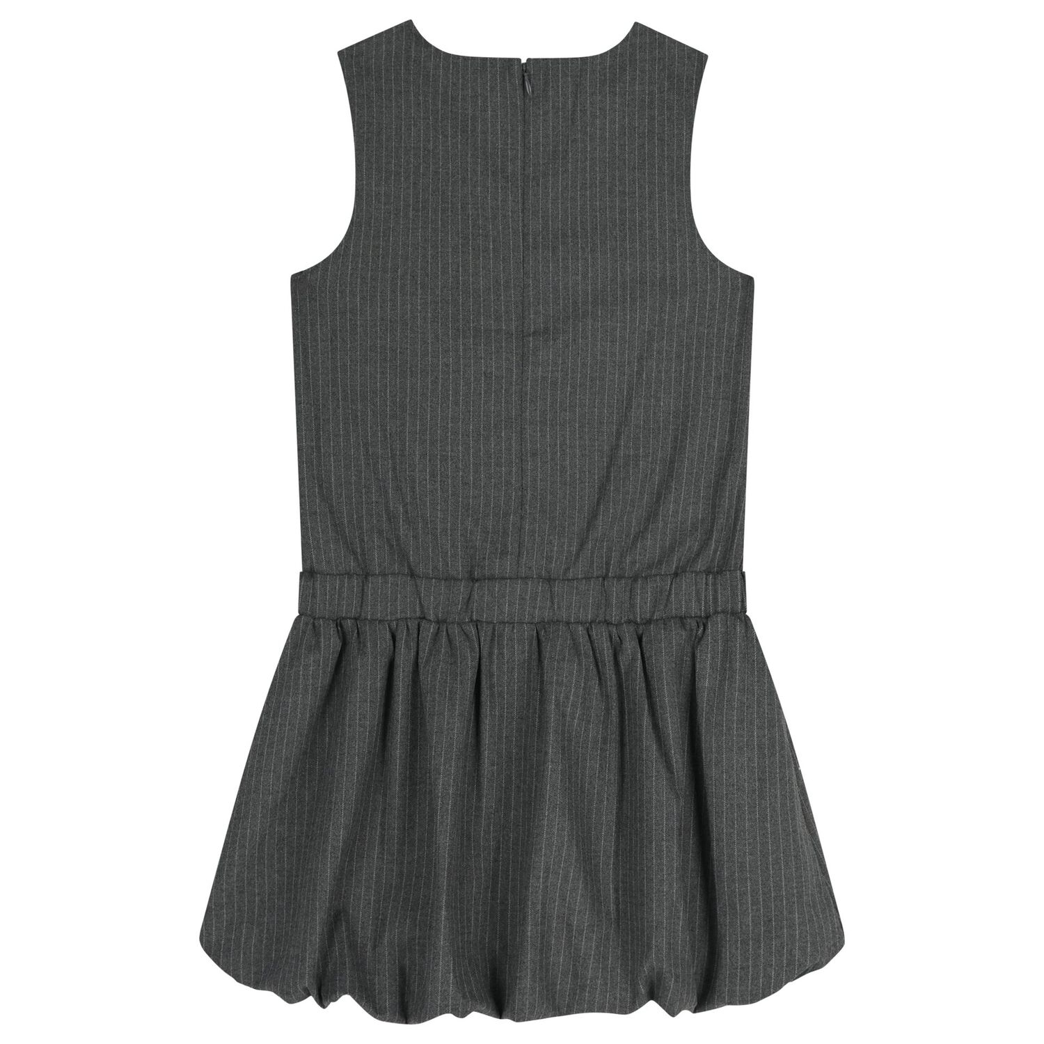 Girls Grey Embellished Striped Dress, 1, hi-res