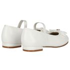 Girls White Bow Leather Shoes, 2, hi-res