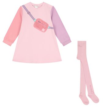 Girls Pink Bag Dress Set