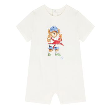 Baby Boys Ivory Polo Bear Romper