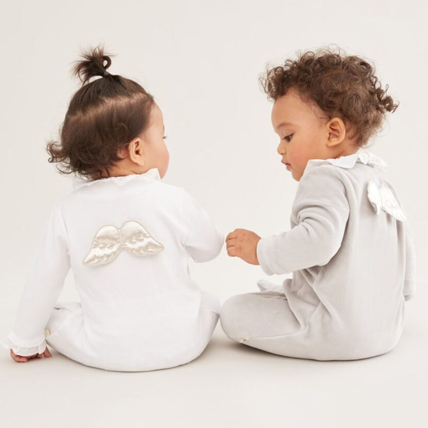 White & Silver Angel Wings Babygrow, 1, hi-res image number null