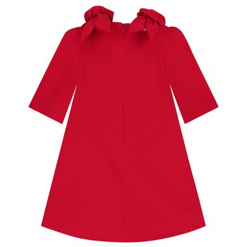 Girls Red Floral Logo Dress