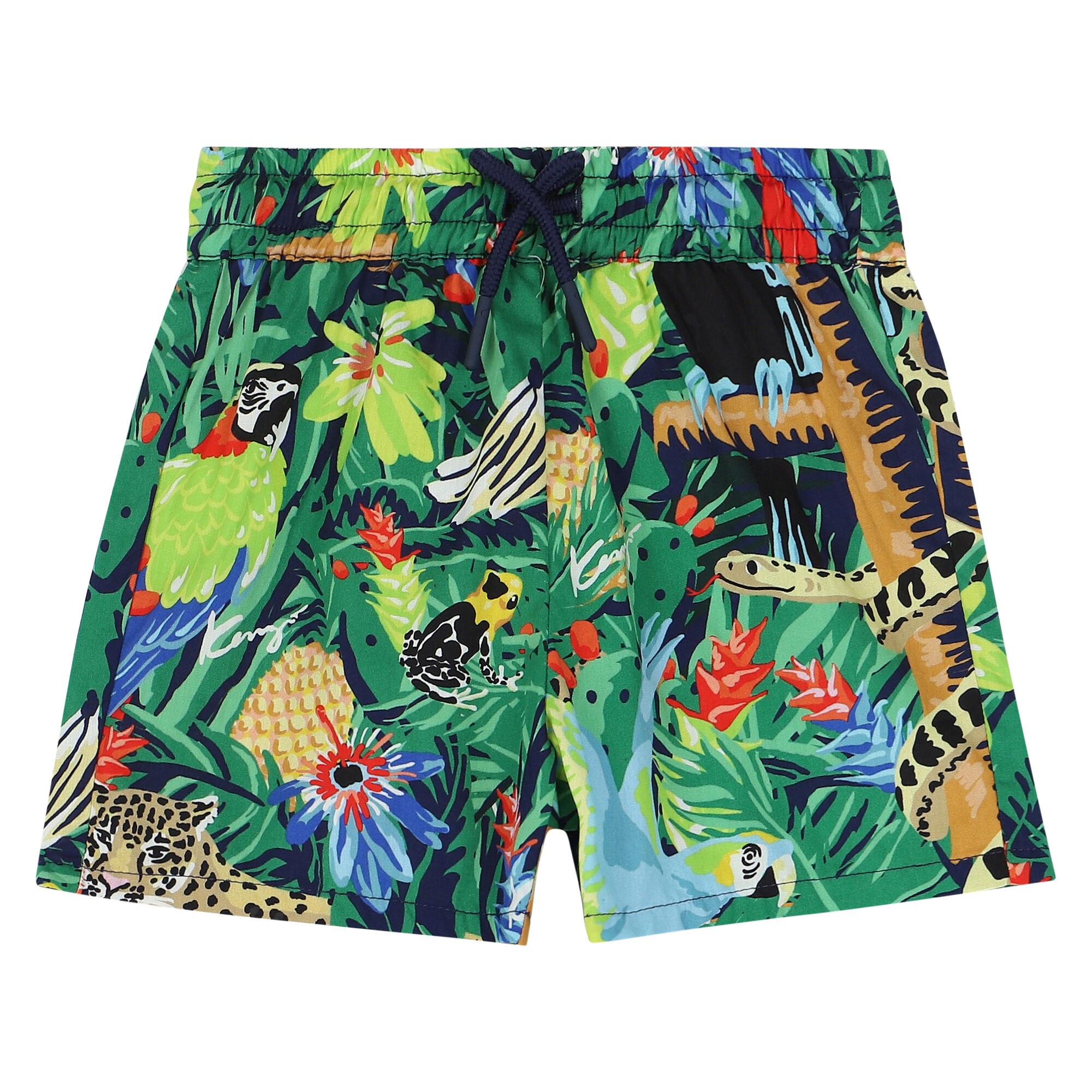 KENZO KIDS Younger Boys White and Green Logo Shorts Set