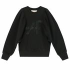 Girls Black Logo Sweatshirt, 1, hi-res