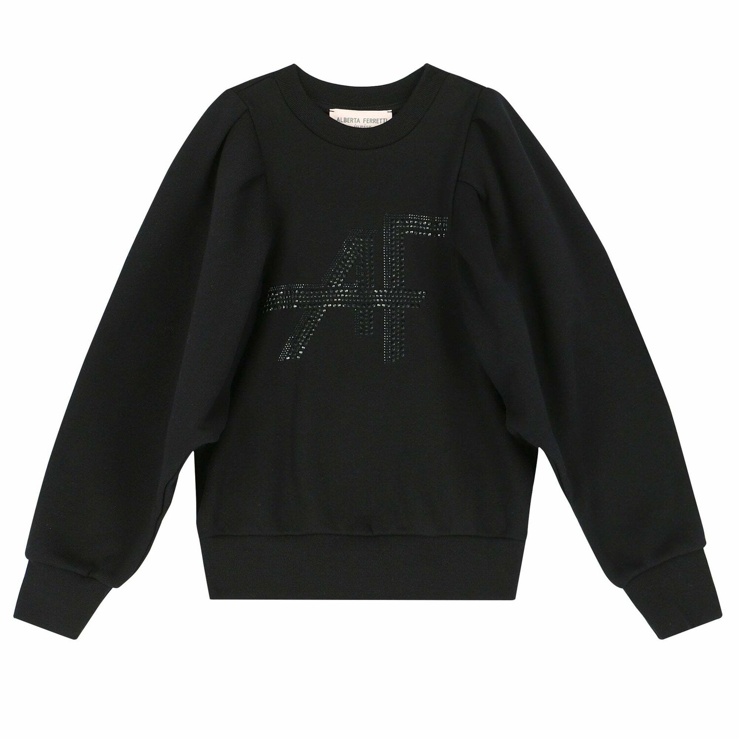 Girls Black Logo Sweatshirt, 1, hi-res image number null