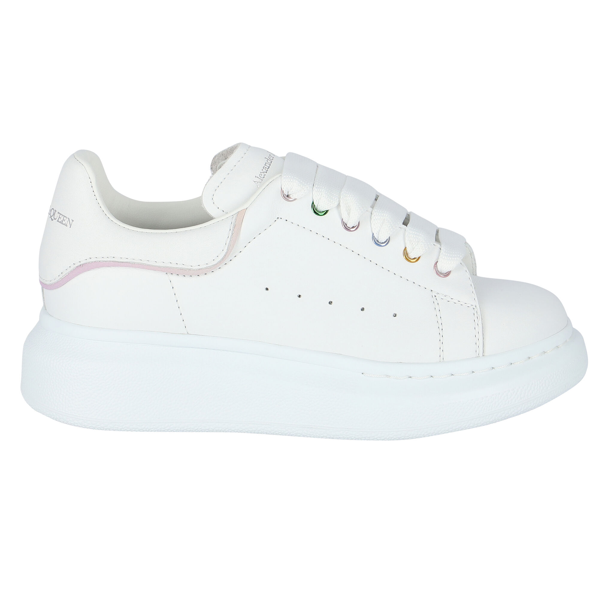 Alexander McQueen Girls White Logo Trainers Junior Couture