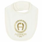 Ivory & Gold Logo Baby Bib, 2, hi-res