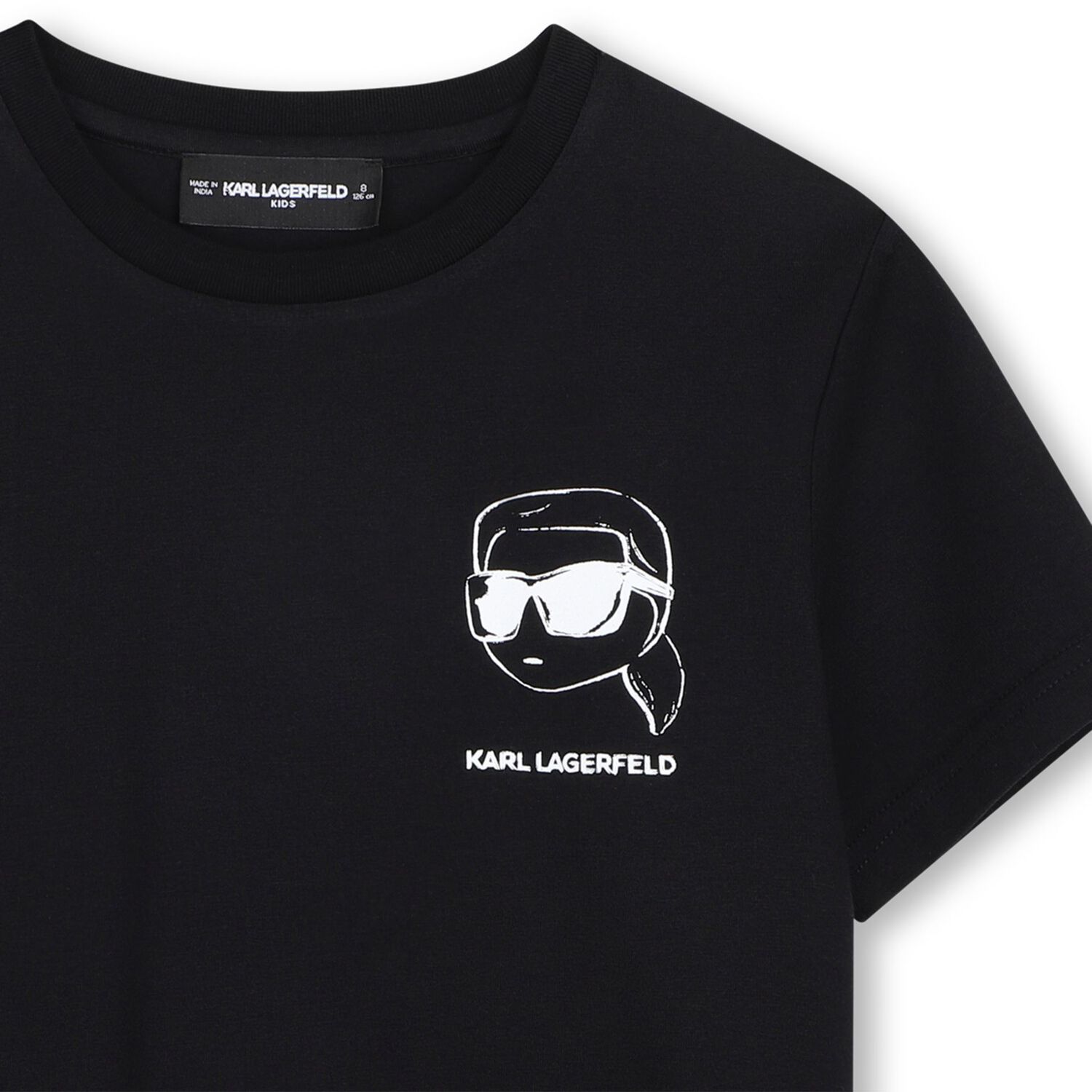 Boys Mini Me Black Ikonik Karl T-Shirt, 1, hi-res