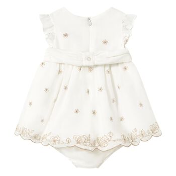 Baby Girls Ivory Embroidered Dress Set