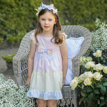 Girls Pink, Blue & Yellow Headband