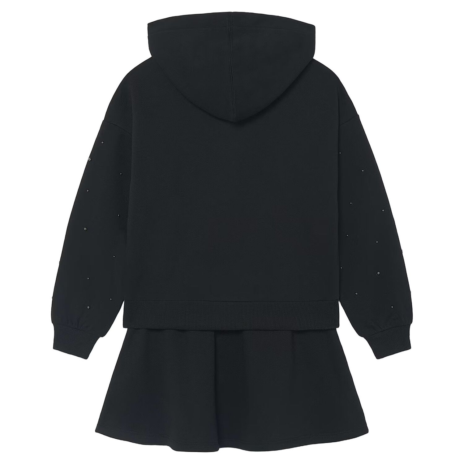 Girls Black Embellished Skirt Set, 1, hi-res