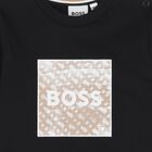 Younger Boys Black Logo Long Sleeve Top, 1, hi-res