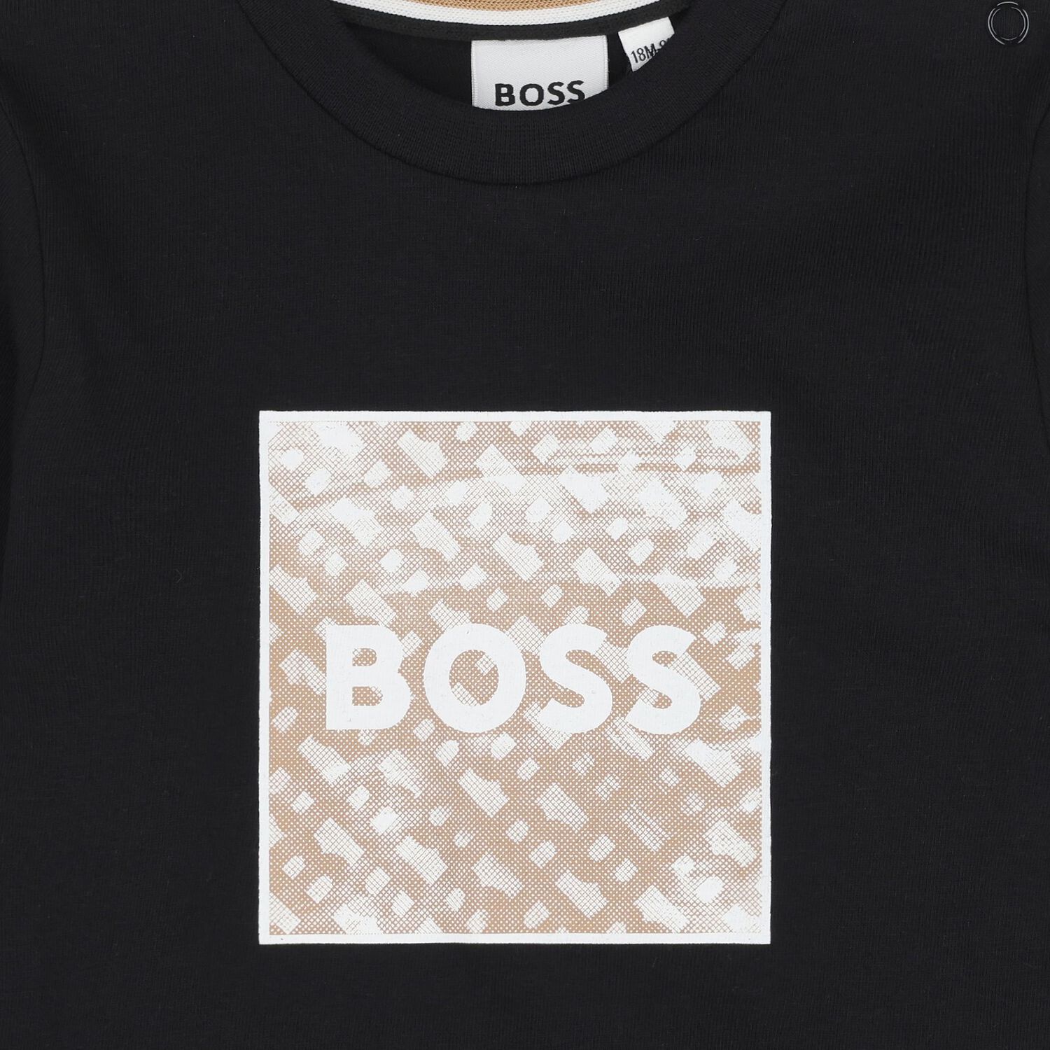 Younger Boys Black Logo Long Sleeve Top, 1, hi-res