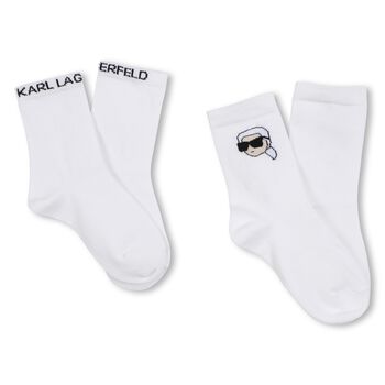 White Karl Ikonik Logo Socks (2 Pack)