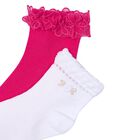 Girls Pink & White Cotton Socks ( 2-Pack ), 3, hi-res