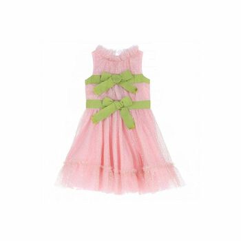 فستان مطرز باللون الزهري والاخضر