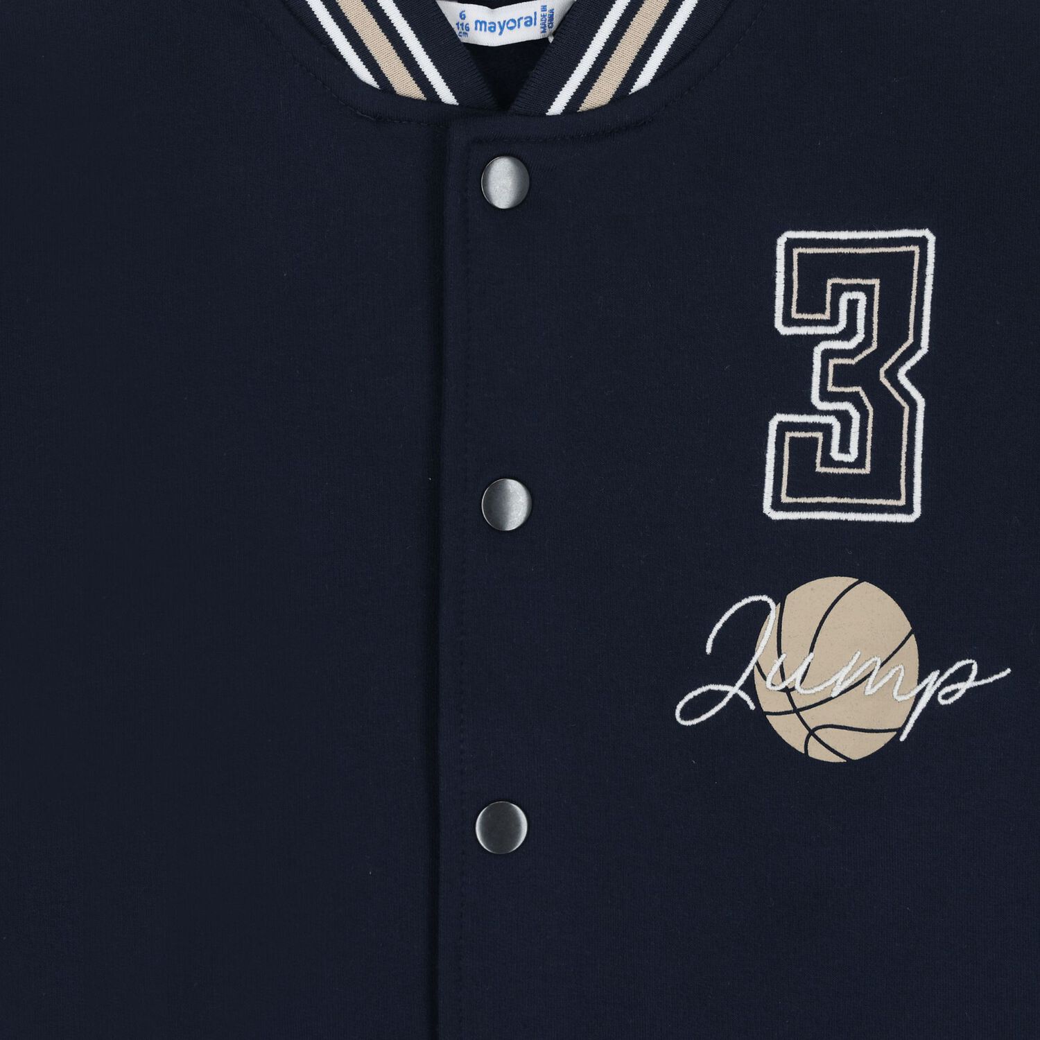 Boys Navy Blue & Beige Basketball Bomber Jacket, 2, hi-res