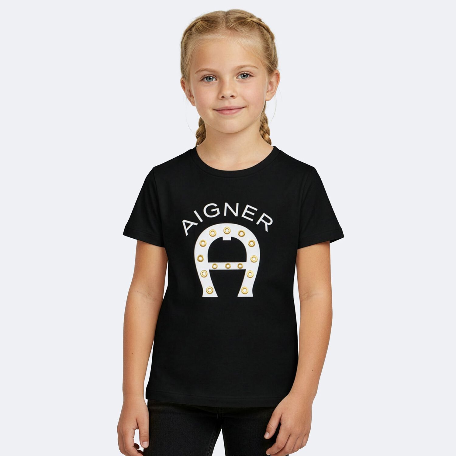 Girls Black & White Logo T-Shirt, 2, hi-res