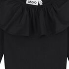 Girls Black Ruffle Long Sleeve Top, 1, hi-res