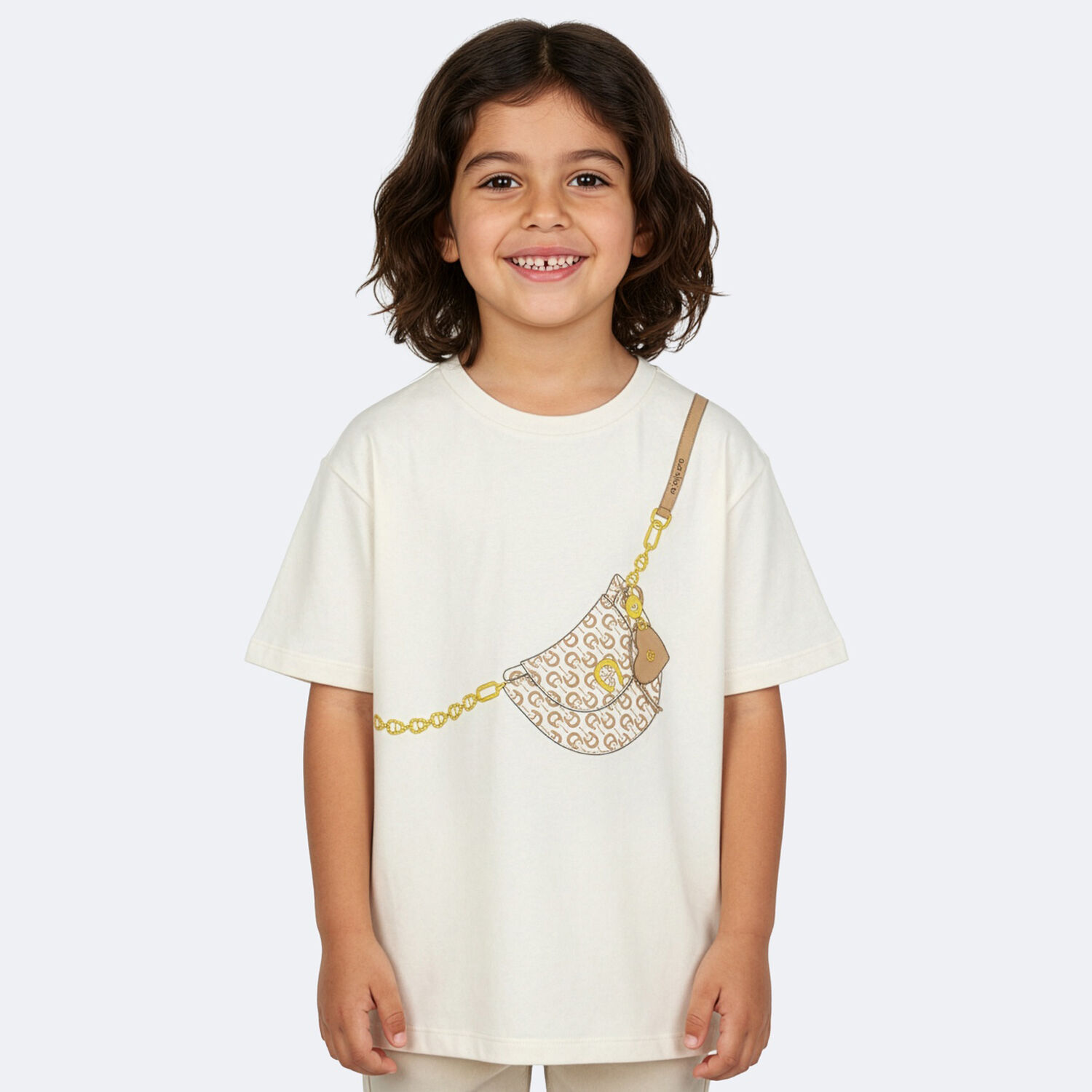 Girls Ivory Bag Logo T-Shirt, 1, hi-res