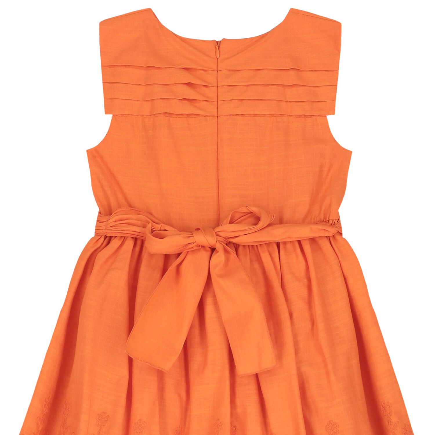 Girls Orange Embroidered Dress, 1, hi-res