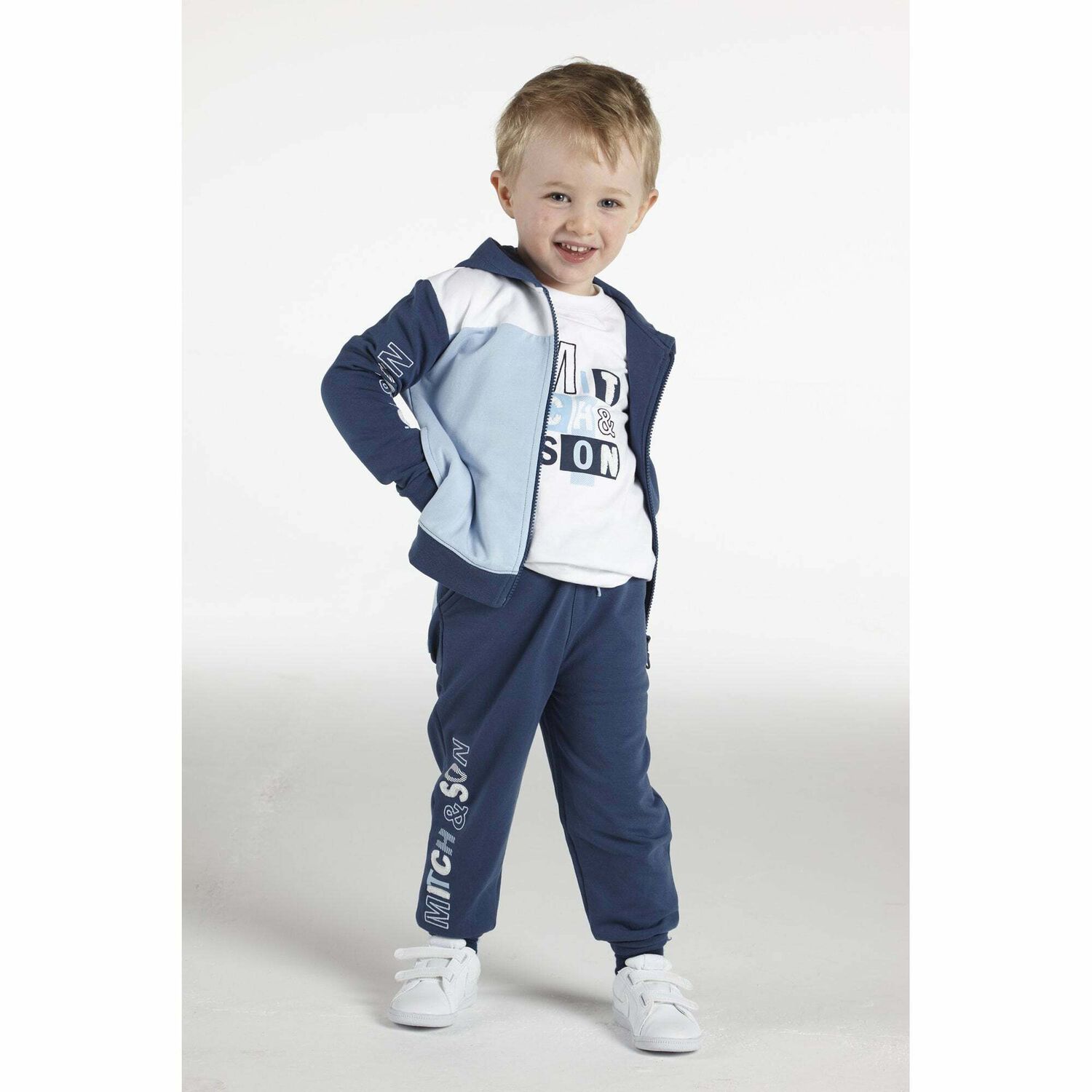 Boys White Logo Long Sleeve Top, 1, hi-res image number null