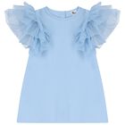 Girls Blue Tulle Dress, 2, hi-res