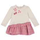 فستان بنات باللون العاجى والوردى, 1, hi-res