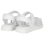 Girls White Logo Sandals, 1, hi-res