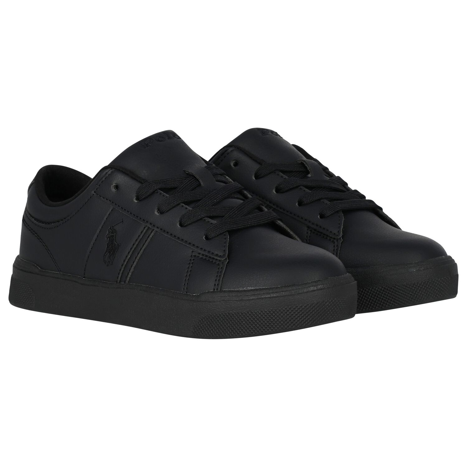 Boys Black Logo Trainers, 1, hi-res