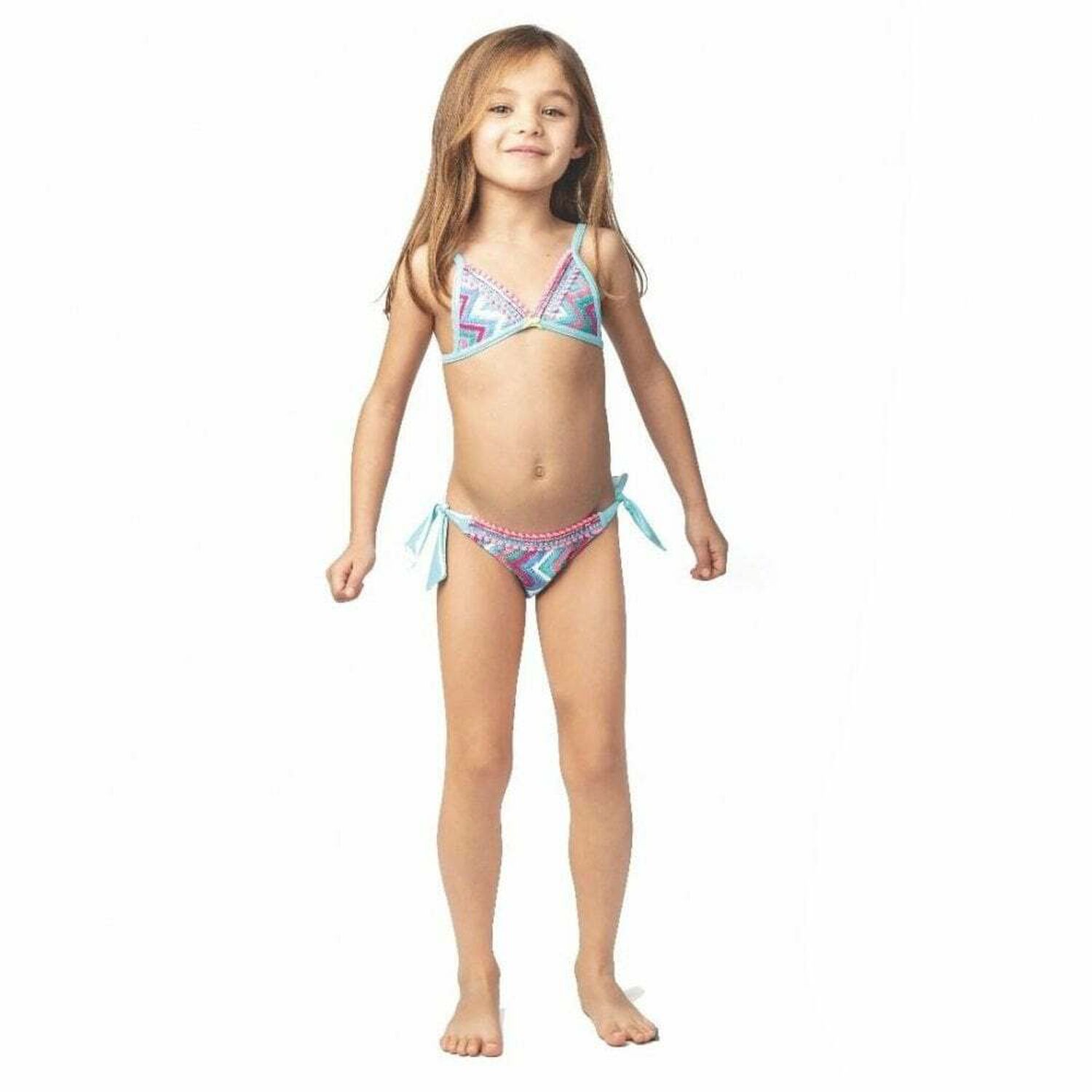 Girls Blue Crochet Bikini, 1, hi-res