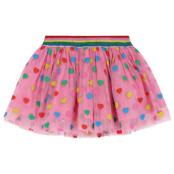 Younger Girls Pink Tulle Heart Skirt