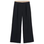Girls Black Pleated Trousers, 1, hi-res