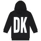 Girls Black Logo Hooded Dress, 1, hi-res
