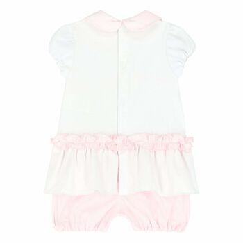 Baby Girls White & Pink Romper