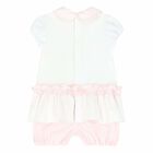 Baby Girls White & Pink Romper, 1, hi-res